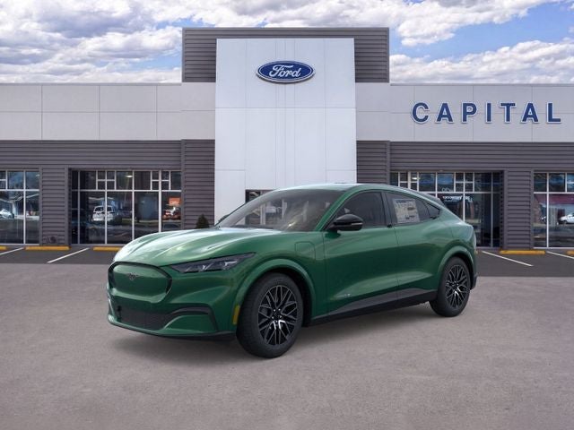 2026 Ford Mustang Mach-E Premium in Eruption Green Metallic — front three-quarter view