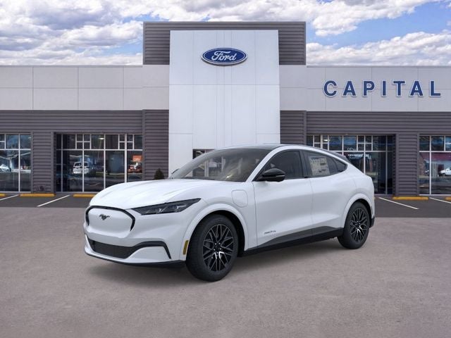 2026 Ford Mustang Mach-E Premium in Star White Metallic Tri-Coat — front three-quarter view