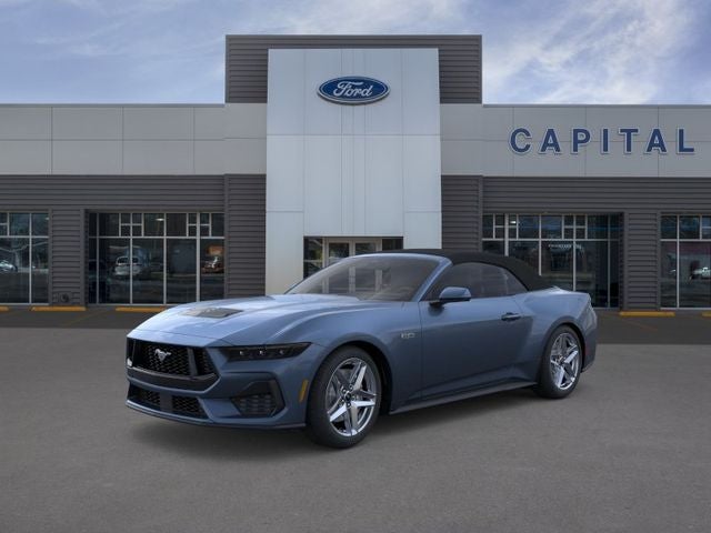 2026 Ford Mustang GT Premium in Vapor Blue Metallic — front three-quarter view