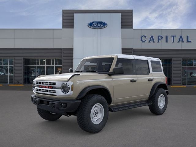 2026 Ford Bronco Heritage Edition in Desert Sand — front three-quarter view
