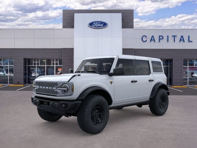 2026 Ford Bronco Badlands in Oxford White — front three-quarter view