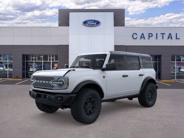 2026 Ford Bronco Badlands in Oxford White — front three-quarter view