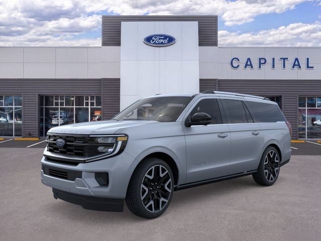 2026 Ford Expedition Max Platinum in Glacier Gray Metallic Tri-Coat — front three-quarter view