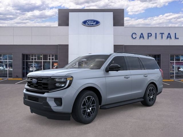 2026 Ford Expedition Active in Glacier Gray Metallic Tri-Coat — front three-quarter view