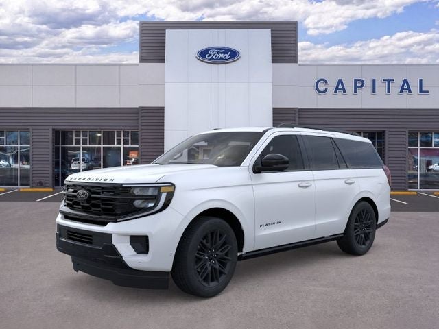 2026 Ford Expedition Platinum in Star White Metallic Tri-Coat — front three-quarter view