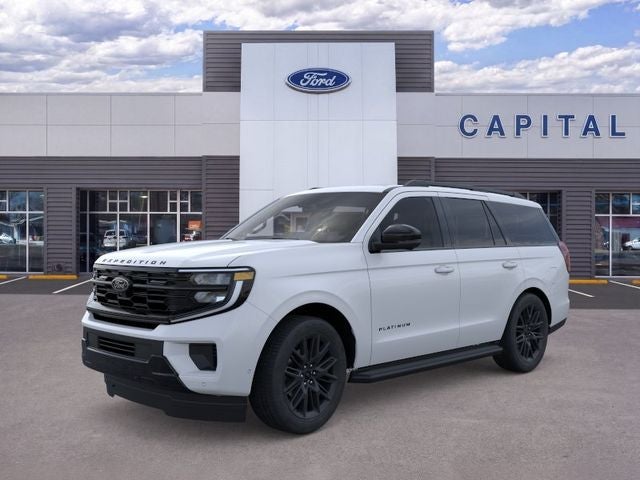 2026 Ford Expedition Platinum in Space Silver Metallic — front three-quarter view