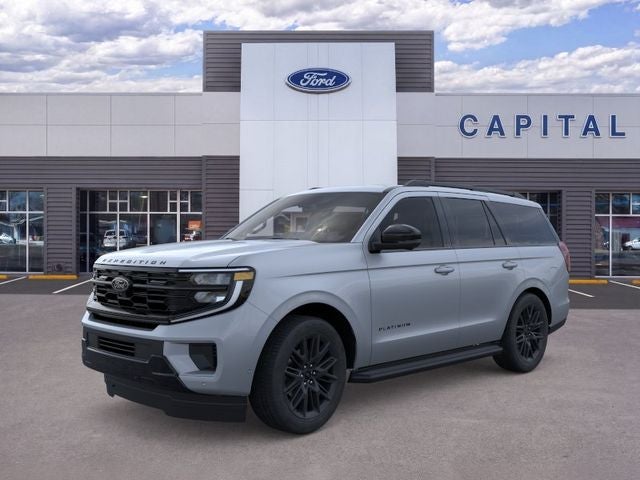2026 Ford Expedition Platinum in Glacier Gray Metallic Tri-Coat — front three-quarter view