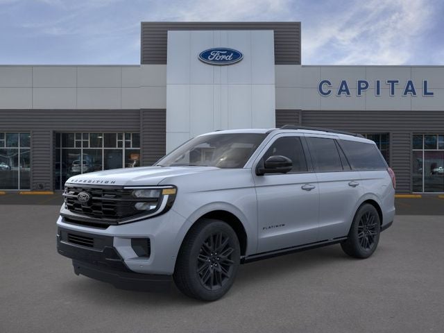 2026 Ford Expedition Platinum in Glacier Gray Metallic Tri-Coat — front three-quarter view