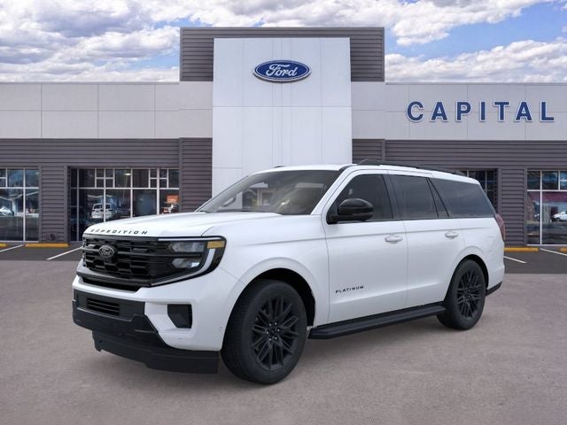 2026 Ford Expedition Platinum in Star White Metallic Tri-Coat — front three-quarter view
