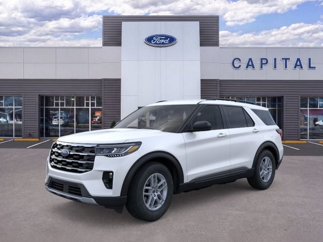 2026 Ford Explorer Active in Star White Metallic Tri-Coat — front three-quarter view