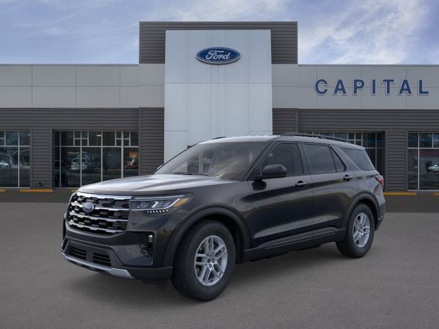 2026 Ford Explorer Active in Agate Black Metallic — front three-quarter view
