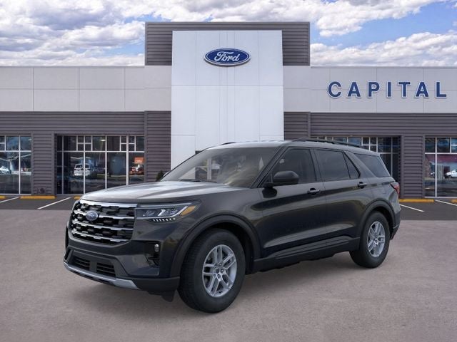 2026 Ford Explorer Active in Agate Black Metallic — front three-quarter view