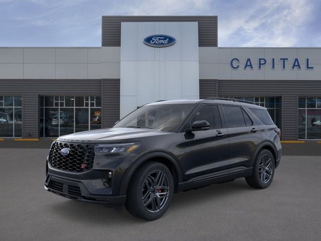 2026 Ford Explorer ST in Agate Black Metallic — front three-quarter view