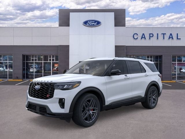 2026 Ford Explorer ST in White Metallic — front three-quarter view