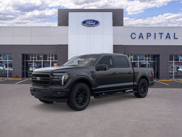 2026 Ford F-150 Lariat in Agate Black Metallic — front three-quarter view