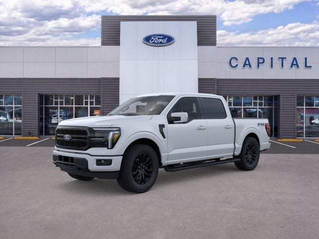 2026 Ford F-150 Lariat in Oxford White — front three-quarter view