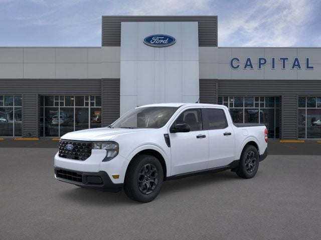 2025 Ford Maverick XLT in Space White Metallic — front three-quarter view
