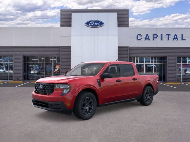 2026 Ford Maverick XLT in Ruby Red Metallic Tinted Clearcoat — front three-quarter view